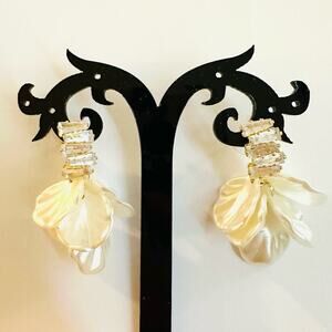 Flower Petal Rhinestone Drop Earrings